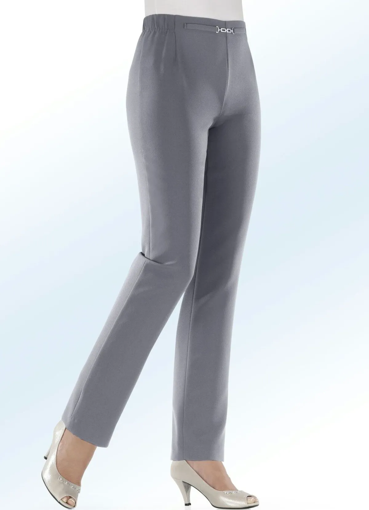 Best KLAUS MODELLE MADE IN GERMANY Hose mit schmückendem Zierteil vorne am Bund MITTELGRAU