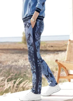 New BADER Hose mit seitlichem Galon-Streifen HELLBLAU-MARINE