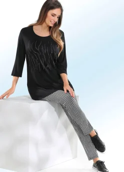 Discount BADER Hose mit trendiger Hahnentritt-Dessinierung SCHWARZ-WEISS