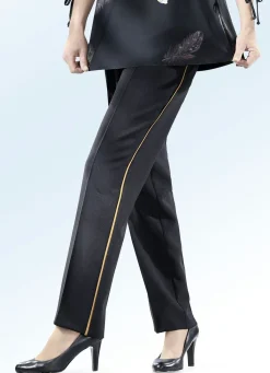 BADER Hose mit trendiger Kontrastpaspel SCHWARZ-MESSING