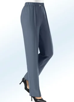 Hot KLAUS MODELLE MADE IN GERMANY Hose mit weiterem Hüftumfang RAUCHBLAU MEL.