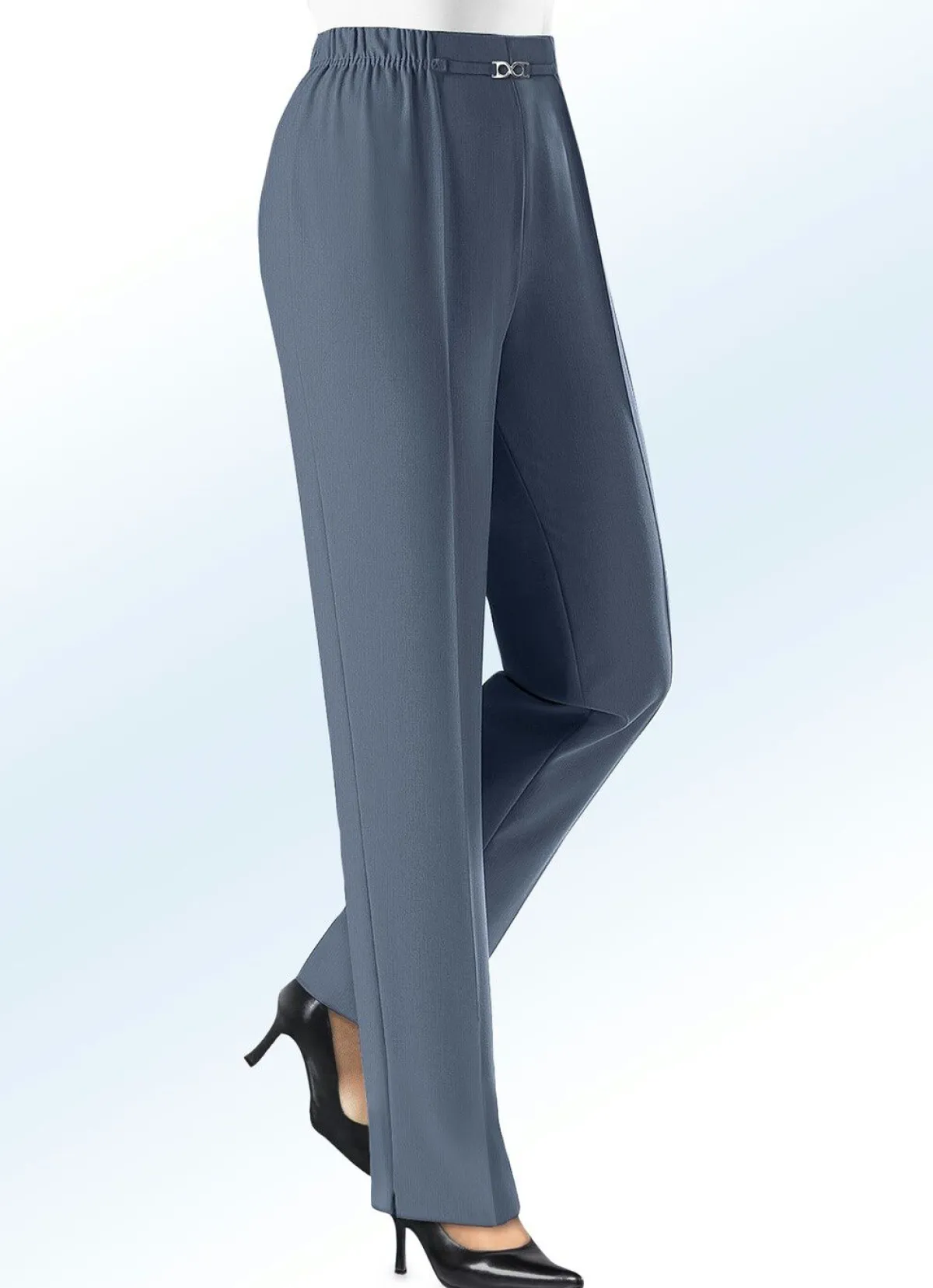 Hot KLAUS MODELLE MADE IN GERMANY Hose mit weiterem Hüftumfang RAUCHBLAU MEL.