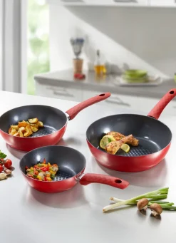 BADER „Hyperflon Diamant®“ Pfannen-Set aus Aluminium ROT-SCHWARZ