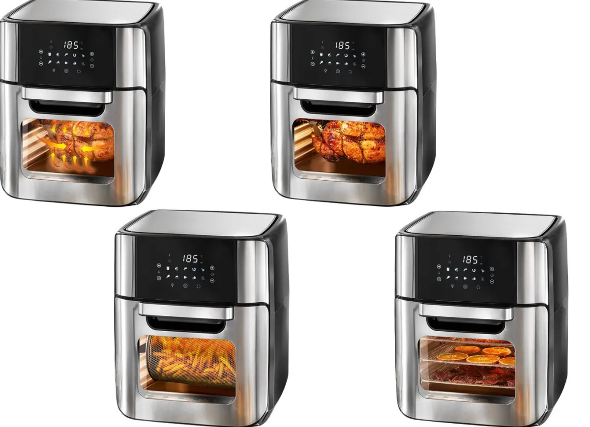 Hot BADER 10-in-1 Heißluft-Fritteuse SCHWARZ-EDELSTAHL