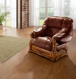 Discount BADER Italienische Polstermöbel mit Bezug aus echtem Leder BRAUN