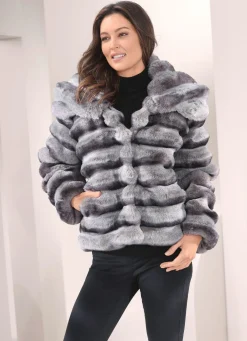 New BADER Jacke aus Kunstpelz GRAU-ANTHRAZIT