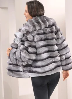 New BADER Jacke aus Kunstpelz GRAU-ANTHRAZIT