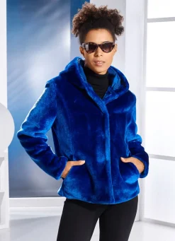 Online BADER Jacke aus kuschelweichem Kunstpelz ROYALBLAU