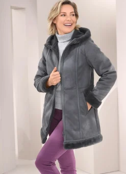 Best BADER Jacke aus Veloursleder-Imitat GRAFIT