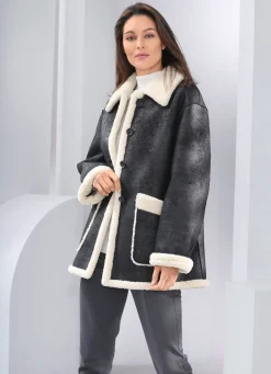 Best BADER Jacke aus Veloursleder-Imitat SCHWARZ