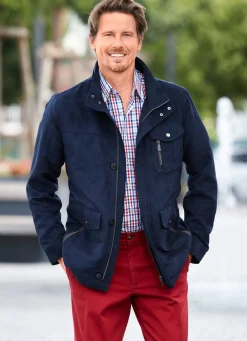 New BADER Jacke aus weichem Microvelours MARINE