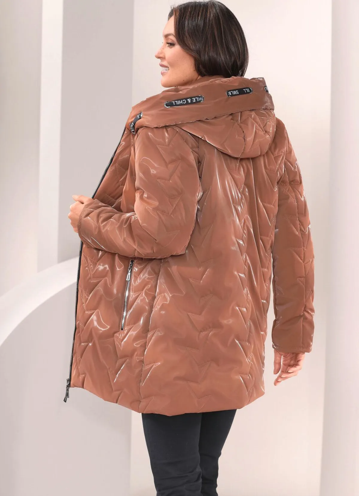 Best BADER Jacke in topmodischer Lackoptik MANDEL