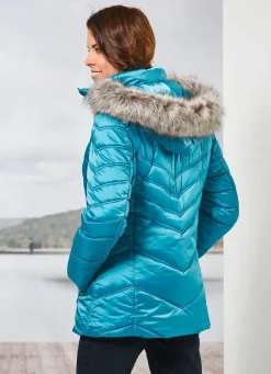 Discount BADER Jacke mit abnehmbarem Kunstpelz-Besatz AQUAMARIN