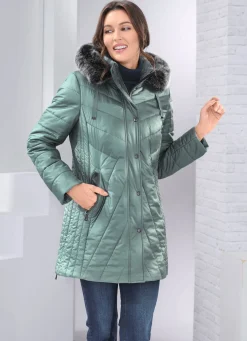 Sale BADER Jacke mit abnehmbarem Kunstpelz-Besatz JADEGRÜN