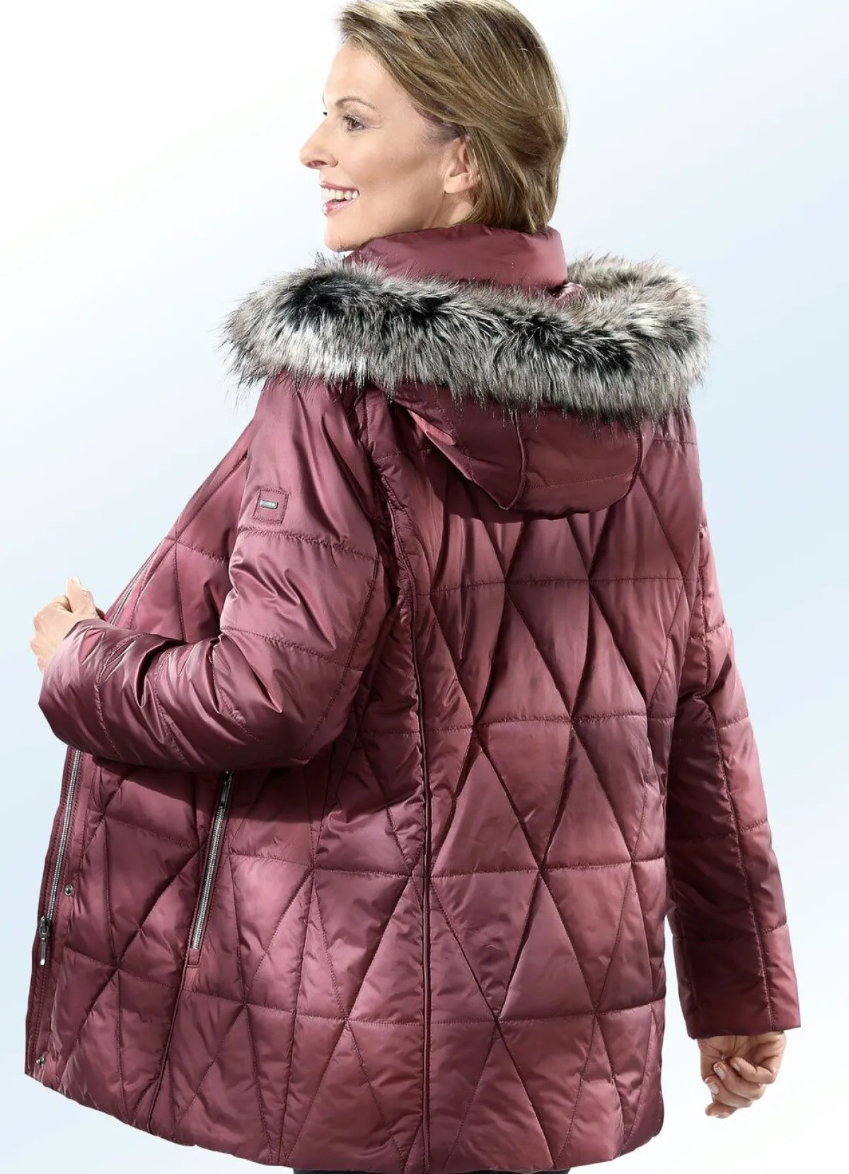 Best BADER Jacke mit abnehmbarem Kunstpelz-Besatz BORDEAUX