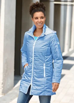 Discount BADER Jacke mit apartem Minimaldessin JEANSBLAU-WEISS