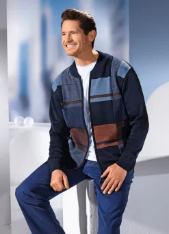 Sale BADER Jacke mit durchgehendem Reißverschluss in 2 Farben MARINE-BLEU-COGNAC