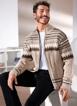 Best BADER Jacke mit durchgehendem Reißverschluss BEIGE-BRAUN MELIERT