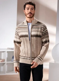 Best BADER Jacke mit durchgehendem Reißverschluss BEIGE-BRAUN MELIERT