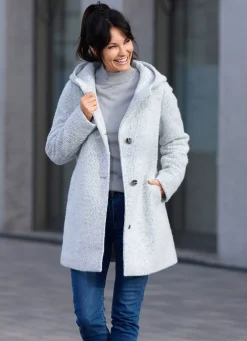 New BADER Jacke mit fester Kapuze CREME-GRAU