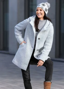 New BADER Jacke mit fester Kapuze CREME-GRAU