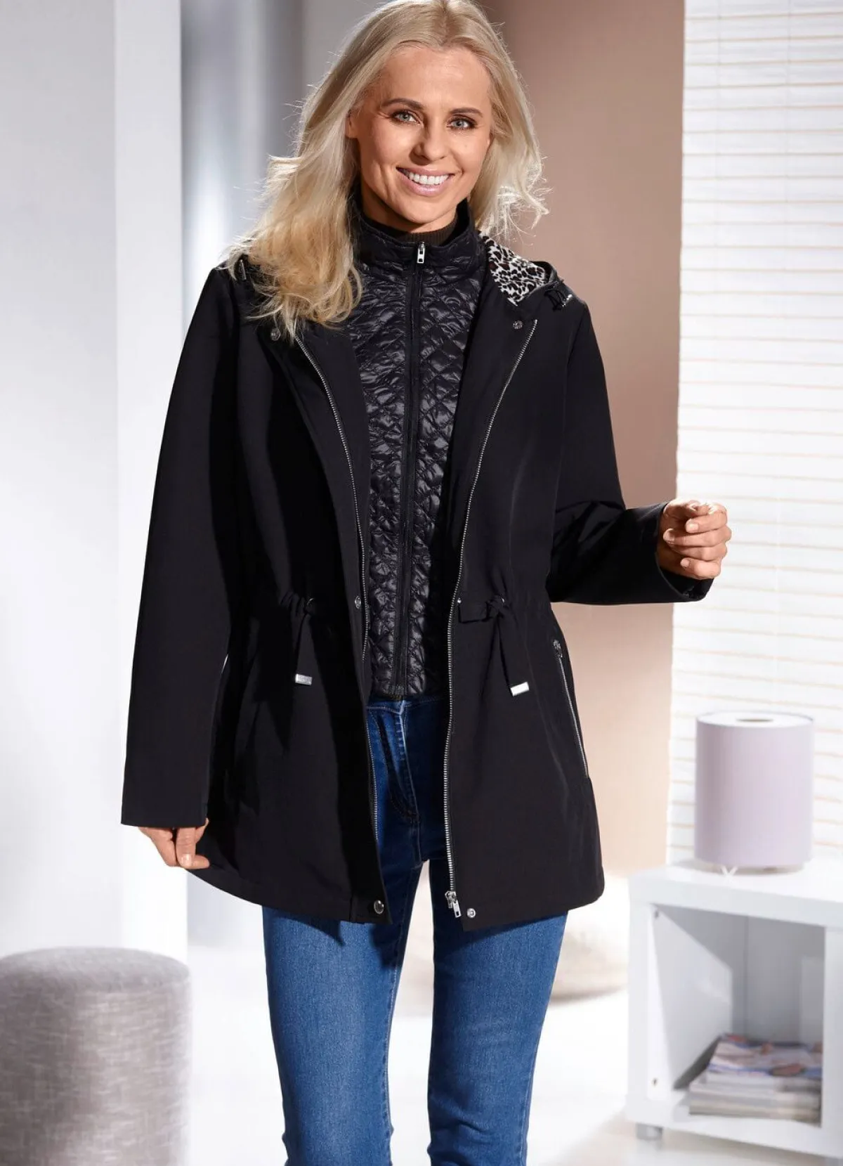 Sale BADER Jacke mit fester Kapuze SCHWARZ