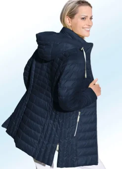 Online BADER Jacke mit gesmoktem Rand an der abnehmbaren Kapuze NAVY