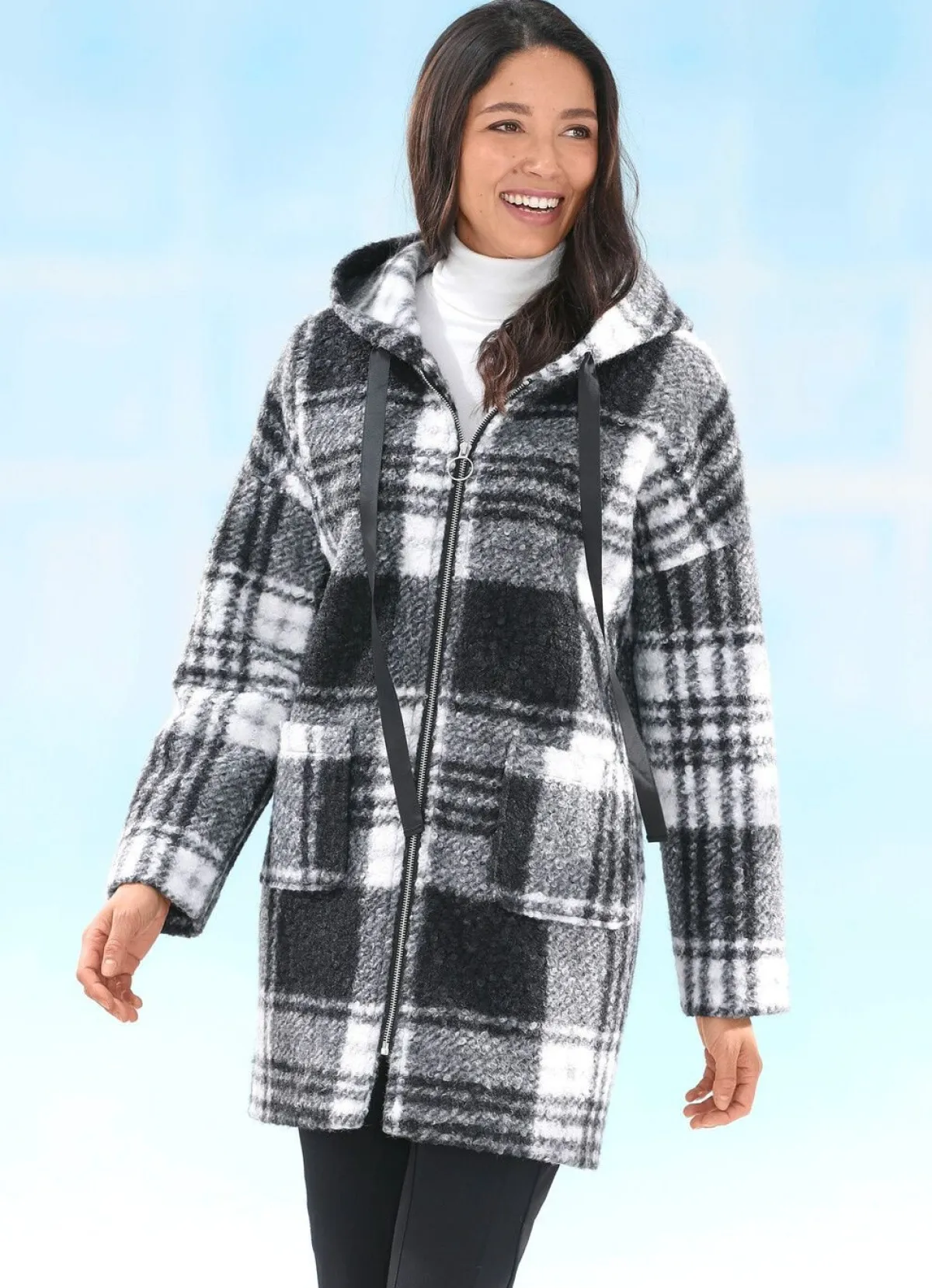 Hot BADER Jacke mit Karodessin SCHWARZ-GRAU-NATURWEISS