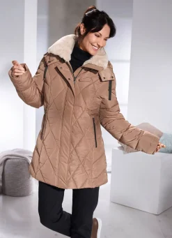 Best BADER Jacke mit Kunstpelz-Besatz am Kragen HASELNUSS