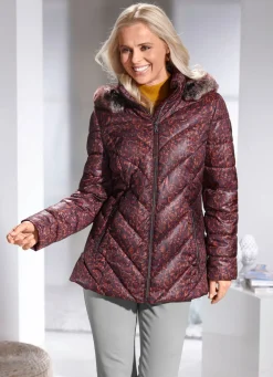 Sale BADER Jacke mit Kunstpelz-Innenausstattung in der Kapuze AUBERGINE-BUNT
