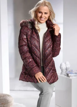 Sale BADER Jacke mit Kunstpelz-Innenausstattung in der Kapuze AUBERGINE-BUNT