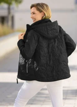 Outlet BADER Jacke mit lasergesteppten Blütenmotiven SCHWARZ