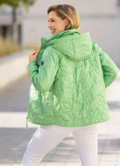 New BADER Jacke mit lasergesteppten Blütenmotiven APFELGRÜN