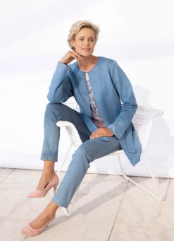 Discount laurakent Jacke mit offener Kantenverarbeitung RAUCHBLAU