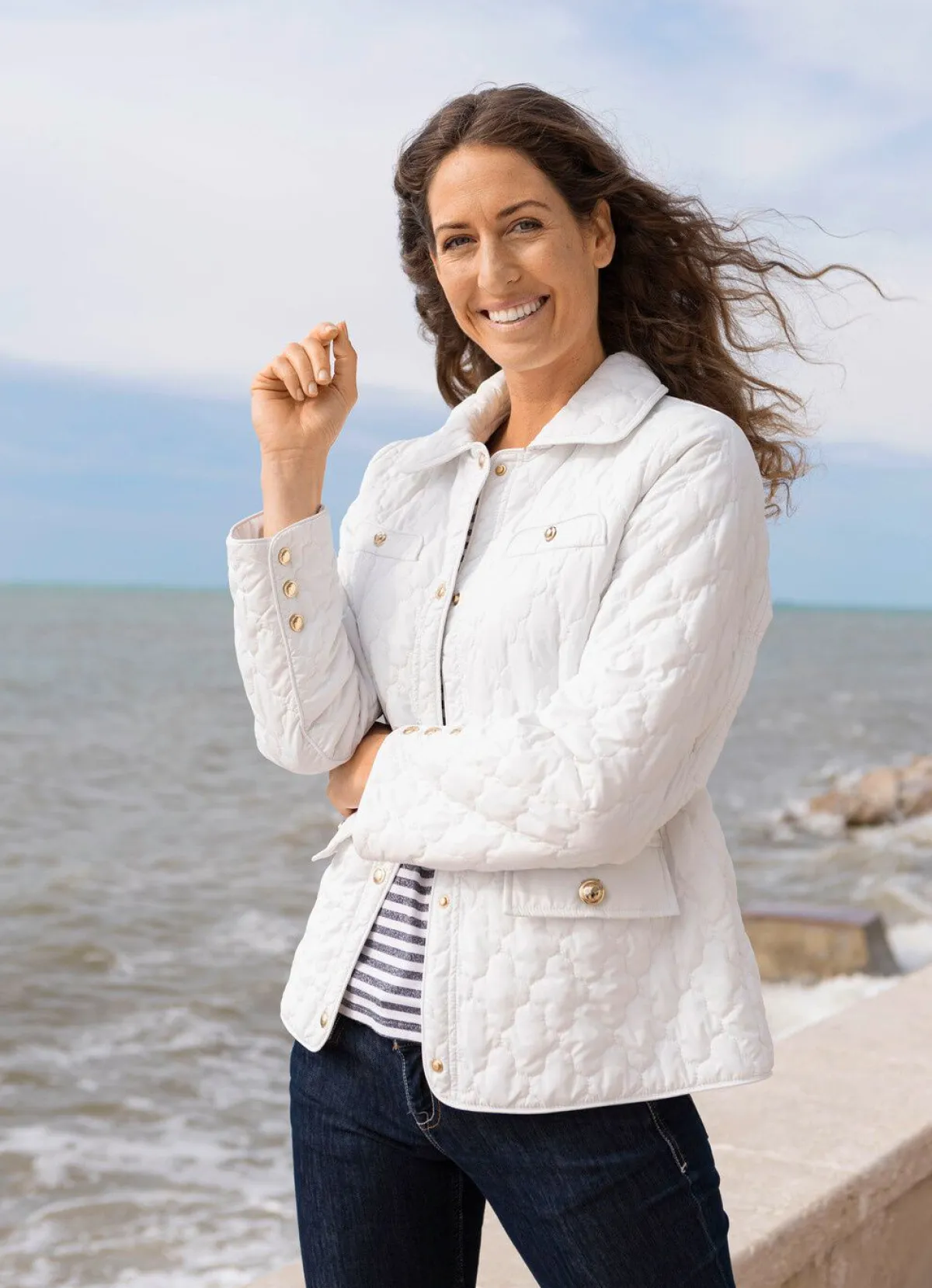 BADER Jacke mit Pattentaschen NATURWEISS