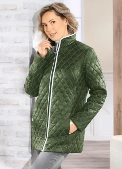 Discount BADER Jacke mit Rautenstepp OLIV