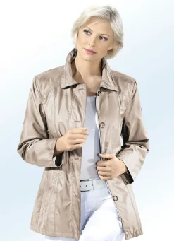 Hot BADER Jacke mit Reißverschluss unter der Knopfleiste CAMEL