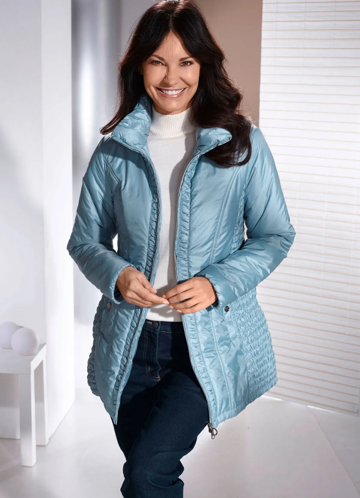 New BADER Jacke mit Smokeinsätzen EISBLAU