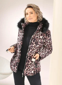 Discount BADER Jacke mit Stretchgürtel SCHWARZ-COGNAC