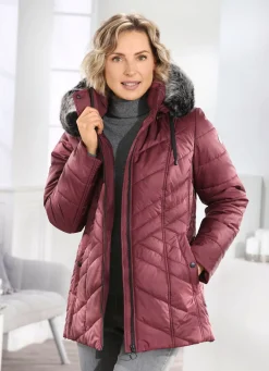 Hot BADER Jacke mit abnehmbarem Kunstpelz-Besatz an der Kapuze BORDEAUX