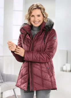 Hot BADER Jacke mit abnehmbarem Kunstpelz-Besatz an der Kapuze BORDEAUX