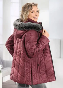 Hot BADER Jacke mit abnehmbarem Kunstpelz-Besatz an der Kapuze BORDEAUX