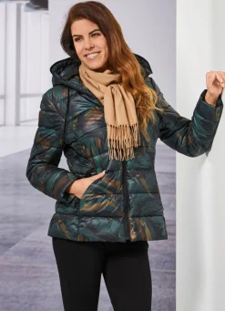 Hot BADER Jacke mit fester Kapuze GRÜN-SCHWARZ-CAMEL