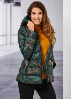 Hot BADER Jacke mit fester Kapuze GRÜN-SCHWARZ-CAMEL