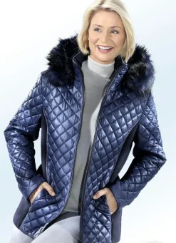 Discount BADER Jacke mit Kunstpelz-Besatz INDIGOBLAU