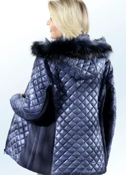 Discount BADER Jacke mit Kunstpelz-Besatz INDIGOBLAU