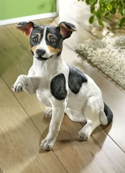 Hot BADER Jack Russel aus Polyresin, von Hand bemalt WEISS-SCHWARZ-BRAUN