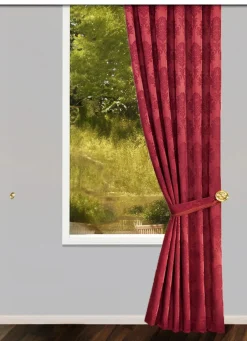 Best BADER Jacquard-Übergardine mit Universalschienenband WEINROT