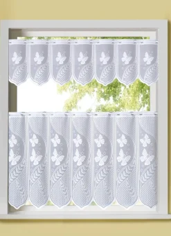 Outlet BADER Jacquard Kurzstore mit Schmetterlings-Dessin WEISS