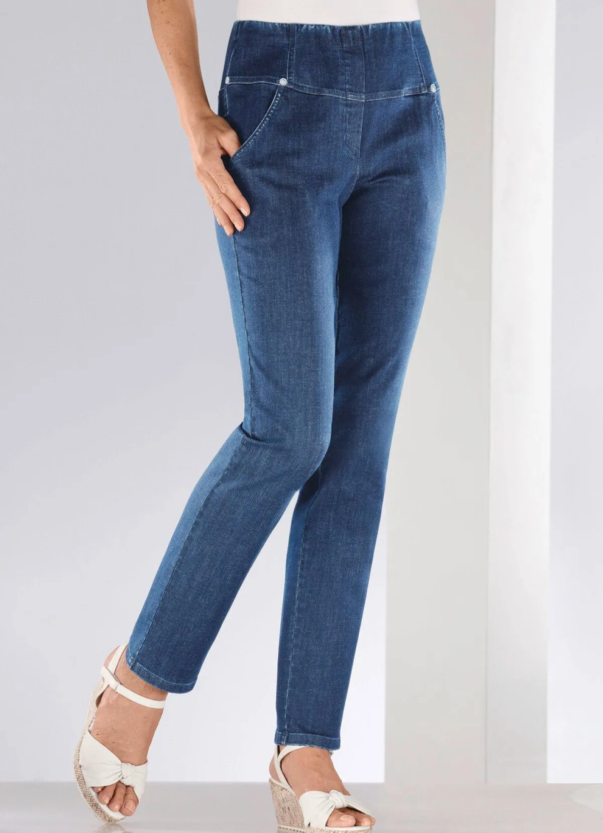 Best BADER Jeans in Schlupfform JEANSBLAU